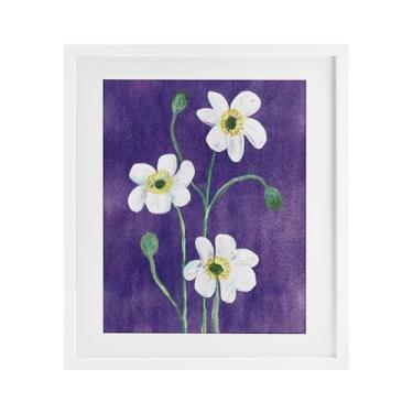 Imagem de Stupell Industries Impressão emoldurada branca trio papoulas acrílicas sob vidro, design de Camila Juncos, 53 x 43 cm