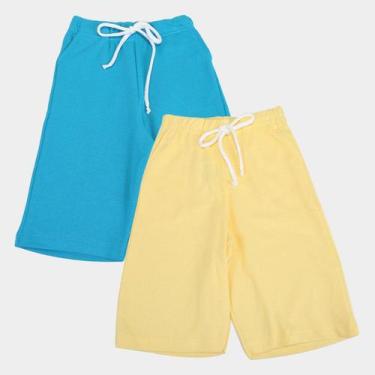 Imagem de Kit Bermuda Infantil Candy Kids Color 2 Peças Menino, Azul, Amarelo, 1