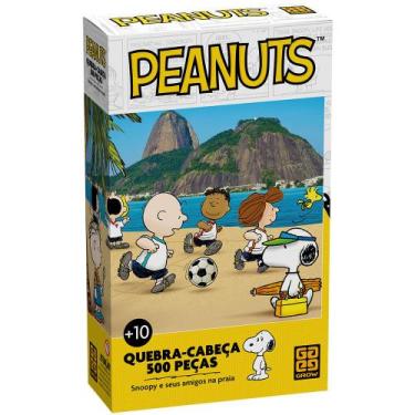 Imagem de Quebra-cabeça 500 peças Peanuts - Snoopy e seus Amigos na Praia - Grow