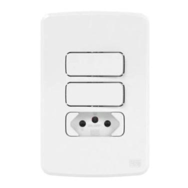 Imagem de Cj 4x2 2 Interrup Simples 1 Tom 2P+T 10A Branco Composé WEG