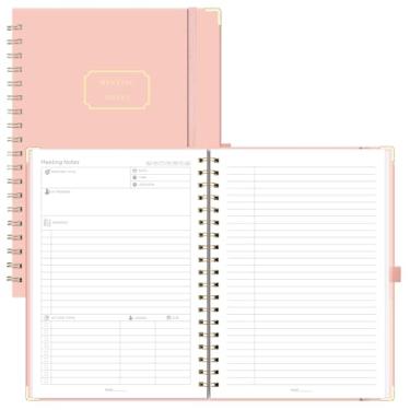 Imagem de EMSHOI Caderno de reuniões para trabalho - B5 agenda de meia reunião meia nota, 100 páginas, papel grosso 100GSM, capa dura, organizador de projetos para mulheres e homens, escritório, negócios