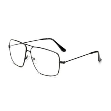 Imagem de HPIRME Óculos de grau vintage com armação dourada, masculino e feminino, lentes retrô, lentes transparentes (preto)