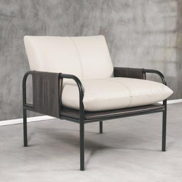 Imagem de Poltrona de Couro Legítimo Mona com pés em Metal - LEME MOVELARIA