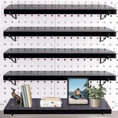 Imagem de Prateleira Pegboard YUSFKJ Black, pacote com 4 suportes de metal e gan