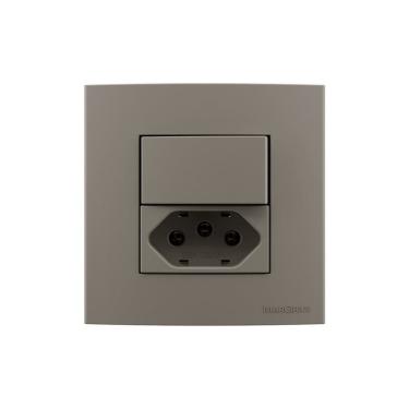 Imagem de Placa para Móveis 80x80 com Interruptor 10A e Tomada 2P+T 20A MarGirius Sleek Colors Argila