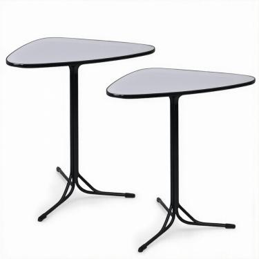 Imagem de Kit 2 Mesas Triangular Alta para Lanchonete Gourmet Tampo 15mm Industrial 60x60 Cinza Cristal