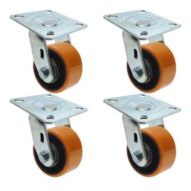 Imagem de Kit 4 Rodízio Giratório Ajax 4" Carga Pesada 300 kg Com Base