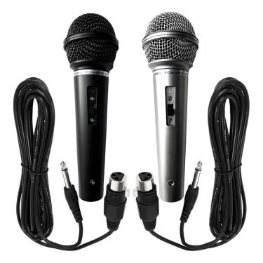 Imagem de Microfone Duplo Karaoke Igreja Bar Preto E Prata