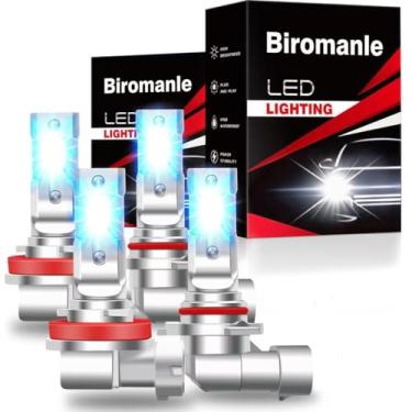 Imagem de Biromanle Combo de faróis de neblina 9005 H11, 400% mais brilhante 24000LM 8000K azul gelo, HB3 9005 H9 H8 H11 farol alto e baixo, Plug and Play, lâmpada de neblina, lâmpadas de seta, pacote com 4