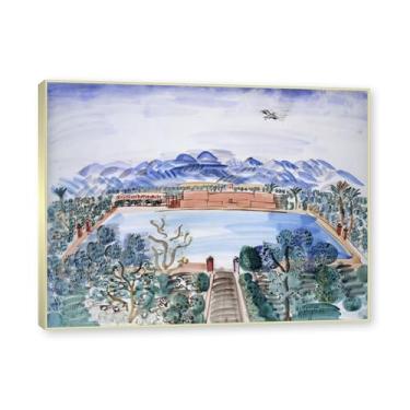 Imagem de NHLDZYH Moldura champanhe. Folhas impressionistas, (bela paisagem 22) de Raoul Dufy, reprodução de quadros, quadros de pinturas famosas, imagem murais quartos. 60x80cm