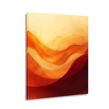 Imagem de Tela de arte de parede abstrata - Pintura a óleo para decoração de sala de estar e quarto, arte de paisagem moderna de montanha gradiente sonhadora A transição suave entre dourado e marrom (arte 3 cm