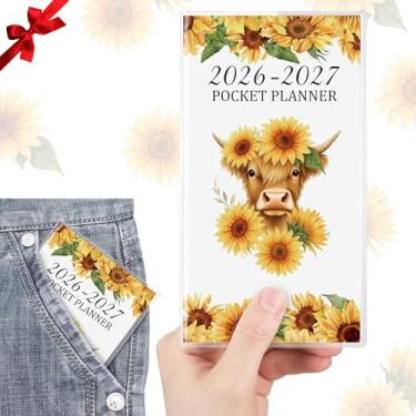 Imagem de ReliThick Calendário de bolso 2026-2027 para bolsa, agenda mensal pequena para mulheres, agenda semanal prática de bolso, diário, Natal, Ano Novo, presente para irmãs amigas e mulheres