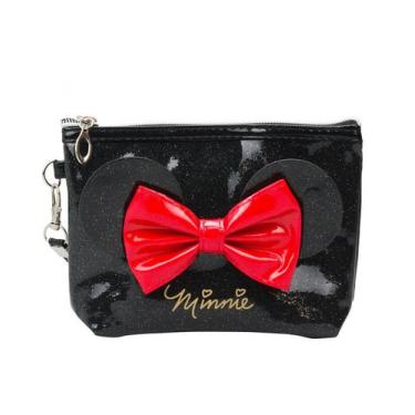 Imagem de Necessaire Minnie Mouse Preta com Orelhas e Laço 12x5x17cm  Disney Ofi