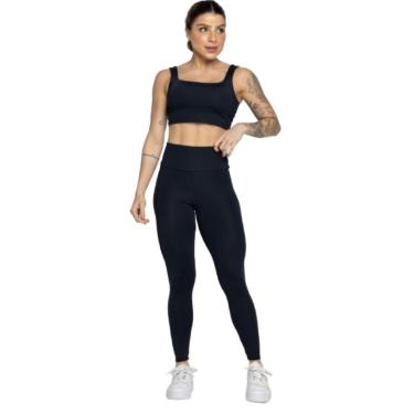 Imagem de Conjunto Top Alça Grossa e Calça Legging Smart Serra e Mar Alta Compressão Moda Fitness Musculação-Feminino