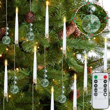 Imagem de Velas de árvore de Natal com controle remoto, pacote com 12 velas de Natal operadas por bateria, castiçais de LED para decoração de árvore de Natal, vela cintilante sem chama para casa, decoração de