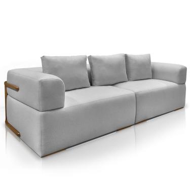 Imagem de Sofá 3 Lugares Sala De Estar 220cm Willy S06 Linho Grigio - Mpozenato