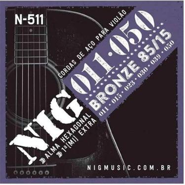 Imagem de Encordoamento Violão Aço-bronze 85-15 Nig 011" - 050" - 1ª Corda (mí) Extra N511