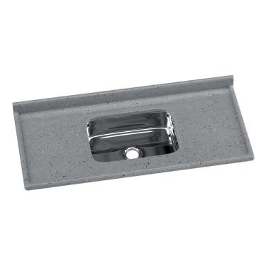 Imagem de Pia De Cozinha Mármore Sintético 120x55cm Com Cuba Aço Inox Multimóveis CR20472 Cinza