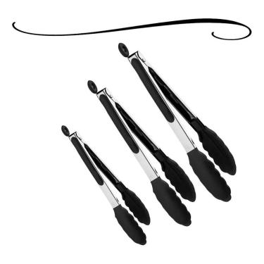 Imagem de 2X 3 Pegador Silicone Carne Salada Cozinha Pinça Culinária