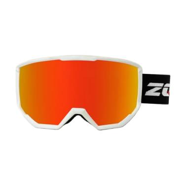 Imagem de ANSUNDA Óculos de esqui OTG, óculos de neve e snowboard esportivo para jovens adultos 100% proteção UV400 antiembaçamento (armação branca alça preta - lente vermelha profunda Revo (Vlt 22%))