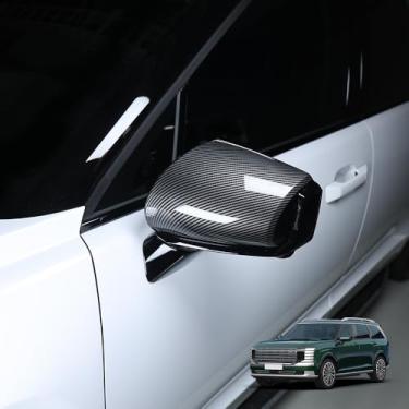 Imagem de Cnaurda Capa de espelho exterior ABS, kits de acabamento de capa de espelho retrovisor lateral compatíveis com Hyundai Palisade LX3 2026 LHD/RHD acessórios externos (carbono)