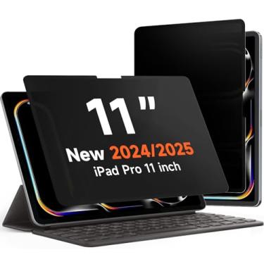 Imagem de Protetor de tela de privacidade 360° atualizado para Apple iPad Pro 11 polegadas M4 2024, filtro de luz azul antiespião 4 vias Magicsuction (paisagem + privacidade de retrato), altamente