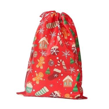Imagem de Vaveren Saco de presente de Natal, bolsa para doces de Natal, saco para embrulho de presente em tecido não tecido com fecho de cordão para chocolates e, Homem-biscoito de Gengibre