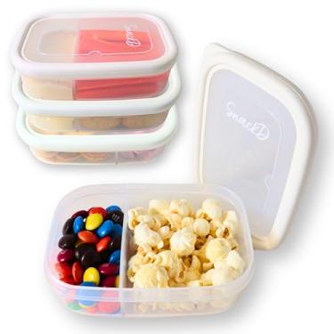 Imagem de SnackD Recipiente pequeno para lanches (conjunto de 4) portátil, reutilizável, sem BPA para pequenas porções – seguro para micro-ondas, freezer e lava-louças, pacote de lanche, fácil de carregar