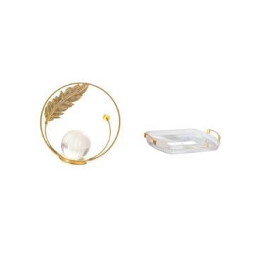 Imagem de Fenteer Escultura de Bola de Cristal em Metal, Estatueta Ornamental para Mesa, Suporte para de Entrada, Lareira, Quarto, Sala de Estar, Escritório, Porta