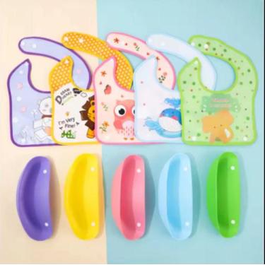 Imagem de Kit de 3 Babador Silicone Cata Migalha Impermeável - Genérica, Sortida