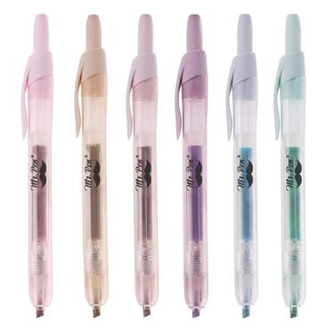 Imagem de Mr. Pen - Iluminadores, pacote com 6 cores pastel, marcadores retráteis, cinzel