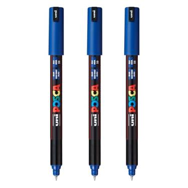 Imagem de posca Marcadores de tinta à base de água PC-1MR, ponta extrafina (0,7 mm), azul, 3 unidades