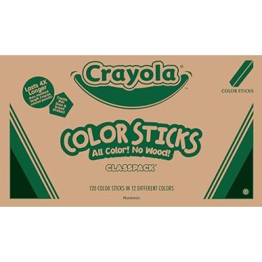 Imagem de Crayola Palitos coloridos (120 ct), suprimentos para sala de aula, lápis de cor sem madeira, 12 cores