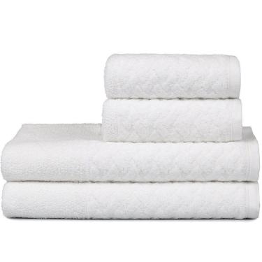 Imagem de Jogo De Toalhas 4 Pçs Banho E Rosto Finesse 380g-m² 100% Algodão Atlântica Off White