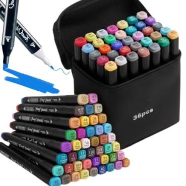 Imagem de Canetas Coloridas Canetinhas Marcador TOUCH Kit Profissional Premium Desenho Conjunto 24,36,48,60,80,120 Cores Canetinha Colorida Ponta Dupla Permanente Colorir Escolar Artistico Duas Pontas (36)