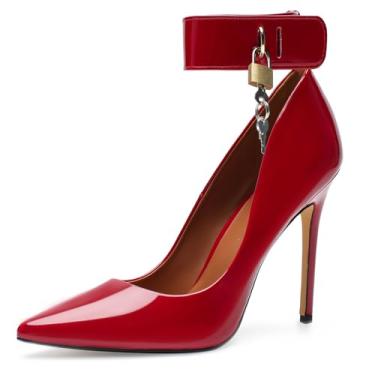 Imagem de HAOZHAOTOU Sapato masculino unissex de salto alto com bico fino, sapato de festa social, Vermelho - Travável, 11 Women/9.5 Men