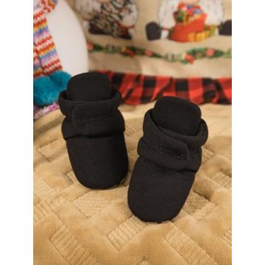 Imagem de Botas de lã para bebês recém-nascidos, meninos, meninas, meias macias que não deslizam para bebês primeiros a caminhar, sapatos de berço de inverno, Preto, 12-18 Months Toddler