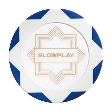 Imagem de SLOWPLAY Nash Clay Poker Chips White Gold Edition, composto de argila pesada de 14 gramas, fichas grandes de 40 mm a granel, pacote de 127 cm azul sem denominação