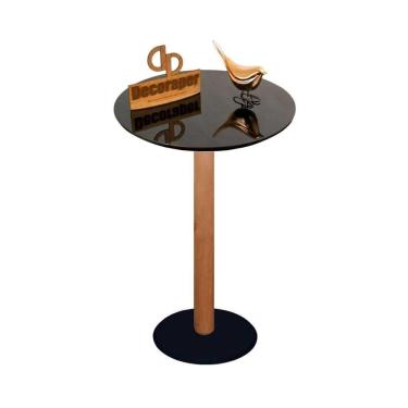 Imagem de Mesa De Canto Monopé Com Vidro 45cm Preto 70cm