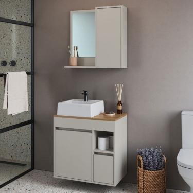 Imagem de Armário de Banheiro Bahamas 2 Portas 1 Gaveta com Cuba e Espelho Arenas - Art In Móveis