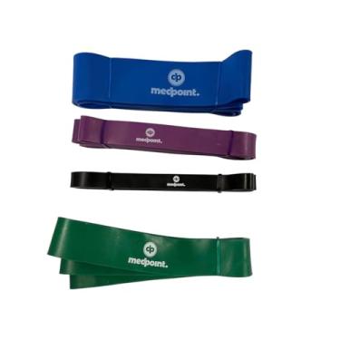 Imagem de Kit 4 Faixa Elastica Exercicio Super Band 4 Intensidades Leve Media Forte Extra Forte Funcional Pilates Grossa