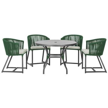 Imagem de Mesa Com 4 Cadeiras E Noronha Estofado 3 Trama  Verde