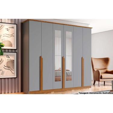 Imagem de Guarda Roupa 6 Portas (2 C- Espelho) E 6 Gavetas Andréas Cinza-nature - Henn