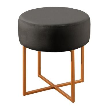 Imagem de Puff Banqueta Otávio Luxo Base Bronze Castellar Móbile Corino Preto