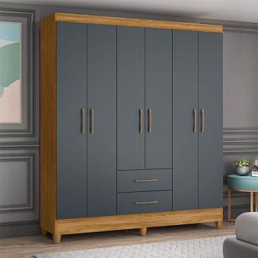 Imagem de Guarda Roupa Casal Ambiente Panamá 6 Portas Freijó Cinza - Moval