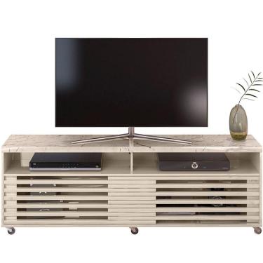 Imagem de Rack Bancada Foz 2 Portas Rodízios Tv Até 75 Polegadas Calacata/off White