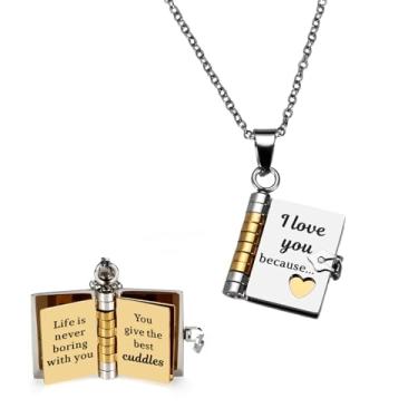 Imagem de Colar I Love You Gifts for Her to My Wife do Marido Livro Colar para Namorada Aniversário Presentes de Casamento para Esposa Ideias de Presente de Natal Você Será Minha Namorada Romântico Dia dos