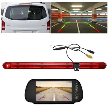 Imagem de Modelo com 8 luzes: Câmera de luz de freio de montagem no terceiro teto do carro, câmera HD de visão noturna, luz de freio para Mercedes Benz Vito W447 Box Tourer V260 Mixto 3 2014 (com espelho