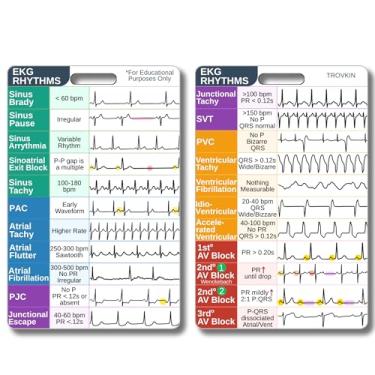 Imagem de Cartão de crachá de interpretação de ritmo ECG, acessórios de enfermagem de telemetria médica de referência cardíaca, cartões foscos duráveis à prova d'água, verticais (tamanho Badge)