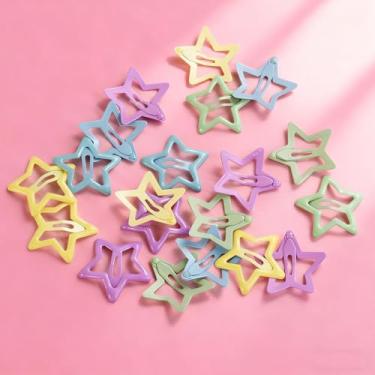 Imagem de Conjunto de 20 grampos de cabelo estrela, presilhas pequenas coloridas fofas para mulheres com caixa de armazenamento, acessórios decorativos Y2K grampos de cabelo para maquiagem diária e penteados de